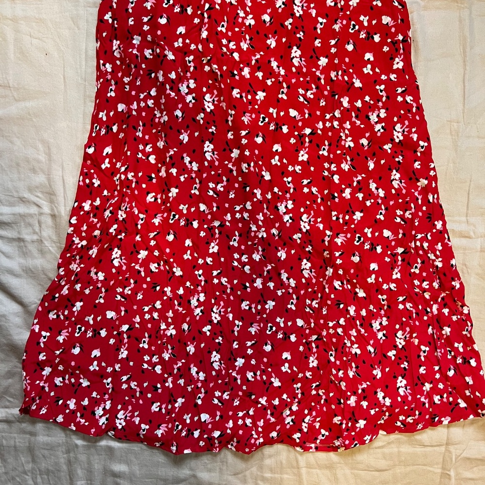A New Day - Women's Short Sleeve Maxi Sundress Red Floral - Picture 5 of 7